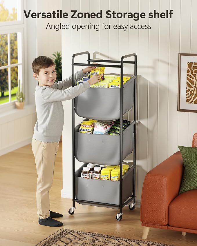3 Section Laundry Sorter with Removable Bags, 120L Rolling Vertical Laundry - Image 7