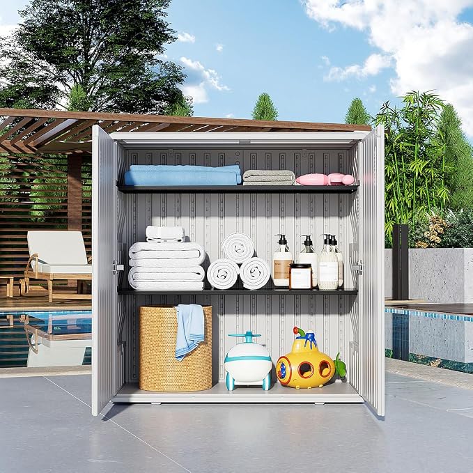 Outdoor Storage Cabinet Waterproof, Resin 62 Gallon Deck Box - Image 10