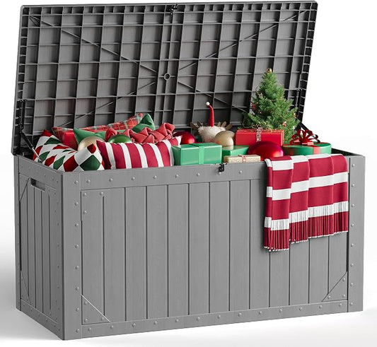 Outdoor Storage Box, 98 Gallon Deck Box, Outdoor Storage Bench, Waterproof by FoldingFurniture
