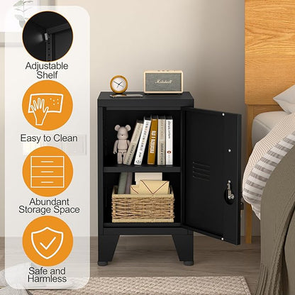 PAOFIN 24.4" H Black Metal NightStand Locker Storage Cabinet - Image 4