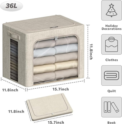4 Pack Clothes Storage Bins - 36L Stackable Storage Box with Lid，Foldable - Image 4