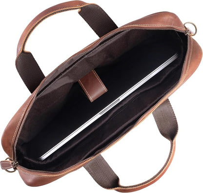 KomalC 16 Inch Leather briefcases Laptop Messenger Bags - Image 3