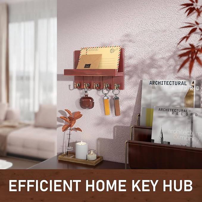 Rebee Vision Pine Wood Key Holder Wall Mount – Rustic Key Holder - Image 6