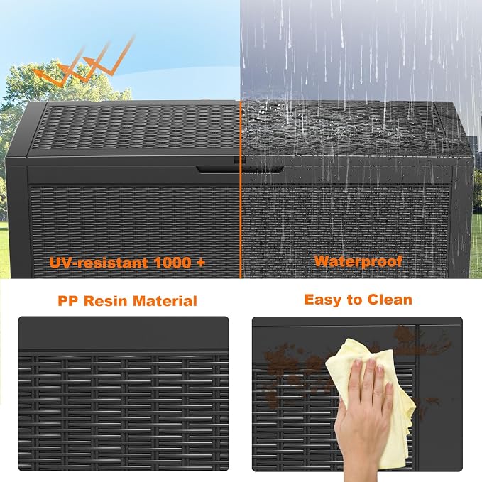 120 Gallon Resin Deck Box, Lockable Patio Outdoor Storage Box - Image 6