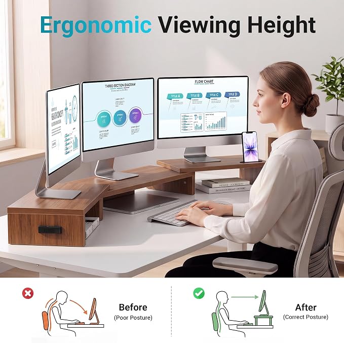 BONTEC Triple Monitor Stand Riser - Image 2
