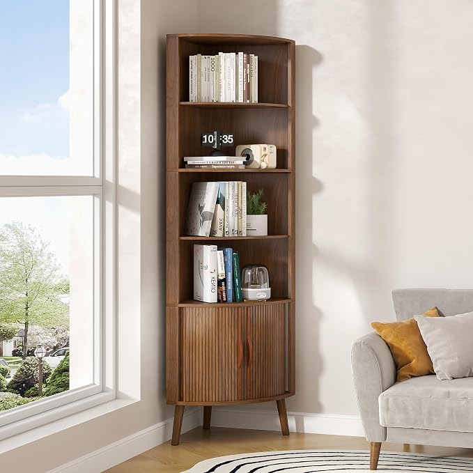 5-Tier Corner Shelf, 66.73''Tall Modern Corner Bookshelf, 5 Shelf Bookcase - Image 8