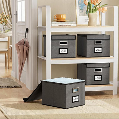 File Organizer Box with Lids, Collapsible File Folder Organizer | File Box with - Image 2