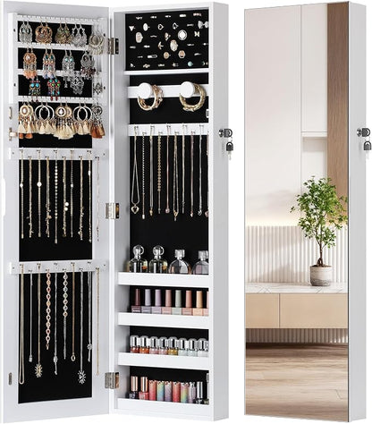 Nicetree Jewelry Armoire with Mirror, Wall/Door Mounted Jewelry Cabinet by Nicetree