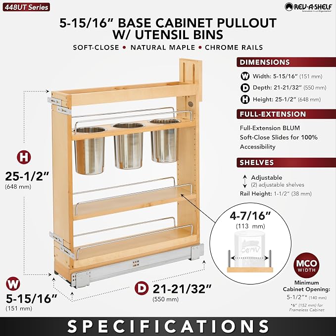 Rev-A-Shelf 5" Pull Out Storage Organizer - Image 3