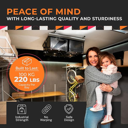 Adjustable Over Head Garage Bin Storage System Tote Lift Pro Overhead Storage - Image 6