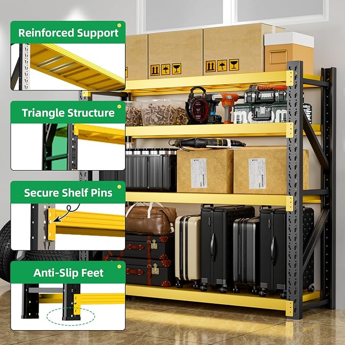 3000LBS Heavy Duty Storage Shelves, 4-Tier Adjustable Garage Organization - Image 5
