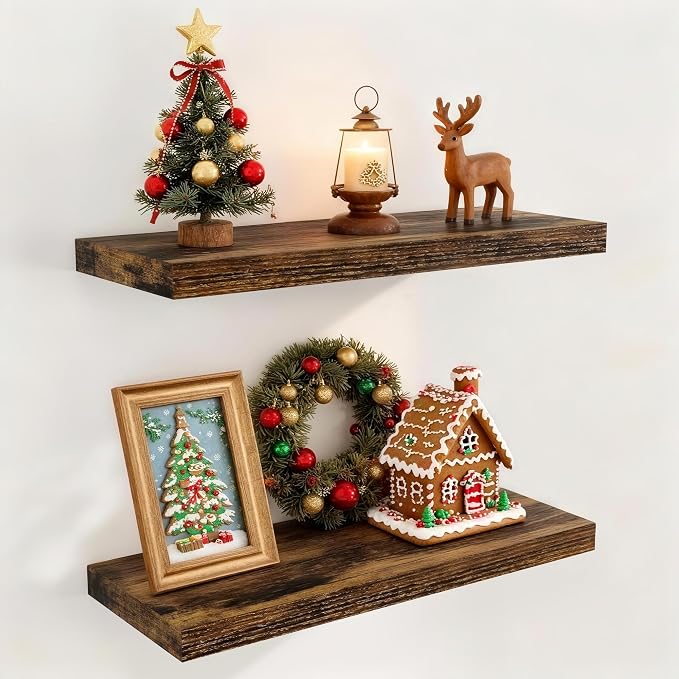 24 Inch Floating Shelves for Wall 2 Pack for Bedroom|Kitchen|Bathroom, Wall by FunMemories