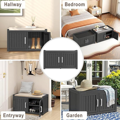 ROJIK Shoe Cabinet Storage Bench Indoor Outdoor, Waterproof UV-Resistant Resin - Image 7