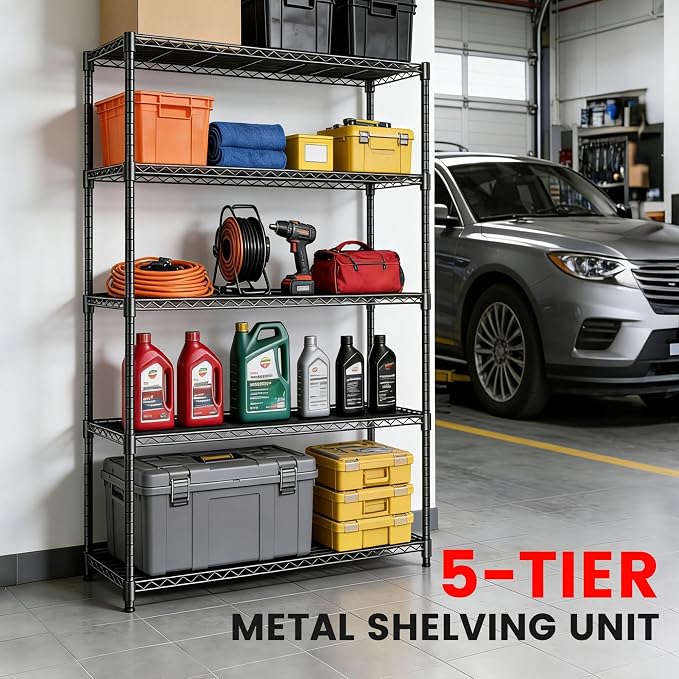Xcity Storage Shelves, 5 Tier Heavy Duty Metal Shelving Unit, 2000 LBS - Image 3