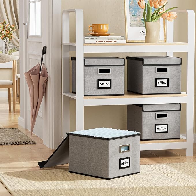 File Organizer Box with Lids, Collapsible File Folder Organizer | File Box with - Image 2