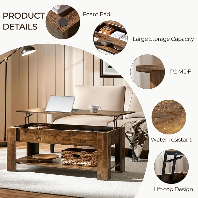 Yaheetech 47.2 in Lift Top Coffee Table - Image 9