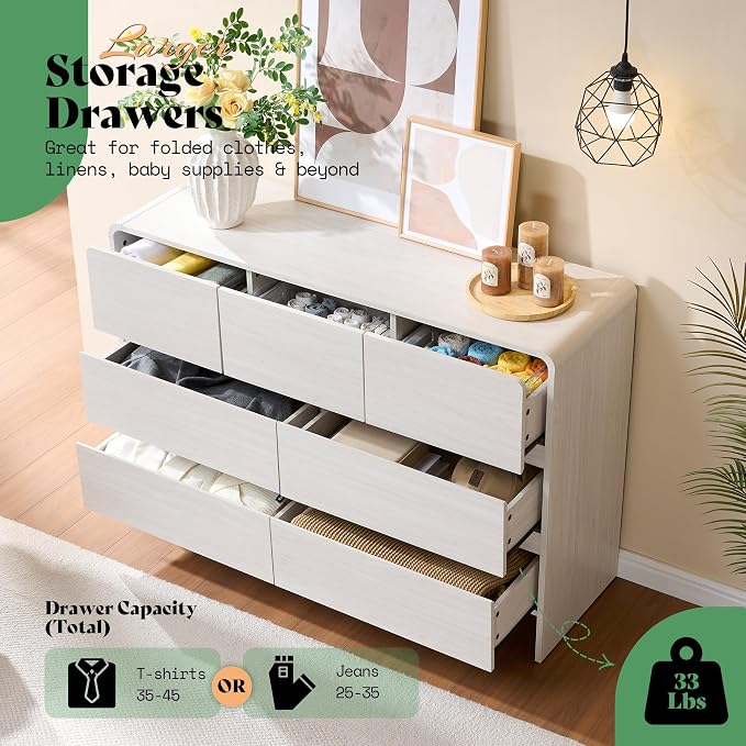 AMERLIFE 7 Drawer Dresser for Bedroom, Anti-Tip Kit, Wood Cabinet Organizer for - Image 4