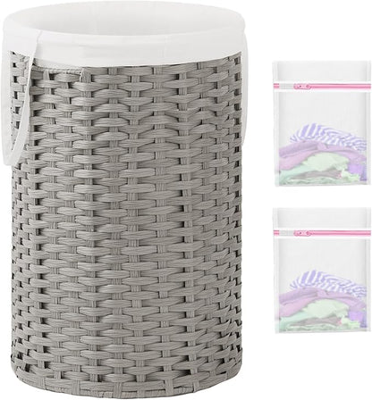 34.3 Gal Large Laundry Hamper Laundry Basket Round Handwoven Wicker Laundry by SETVSON