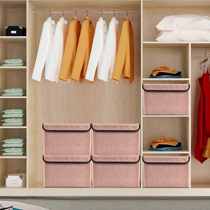 Linen Fabric Foldable Storage Cube Bin Organizer Basket - Image 5
