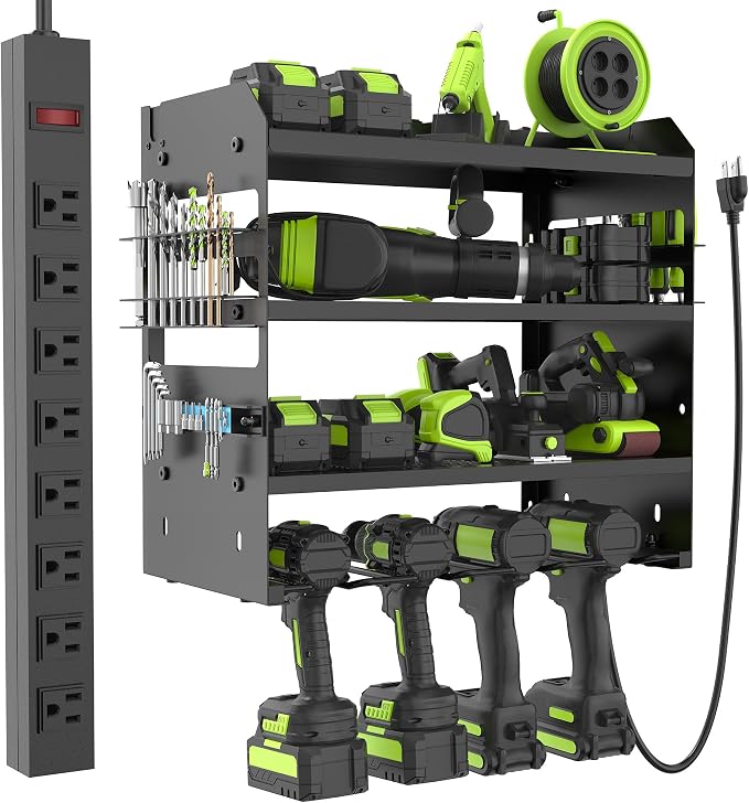 HUPBIPY Modular Power Tool Organizer Wall Mount Drill Holder Garage Shelf | 4 by HUPBIPY