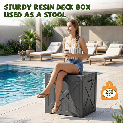 40 Gallon Waterproof Resin Deck Box, Outdoor Lockable Toy Storage Box Container - Image 4