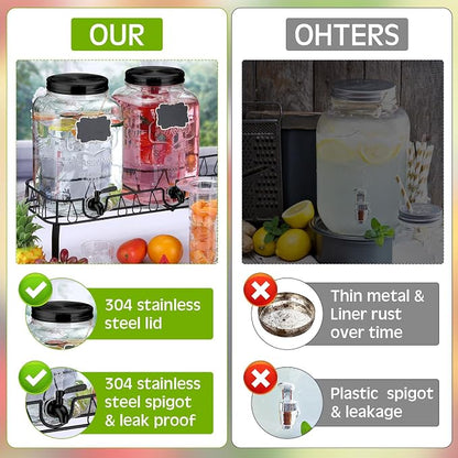 Lallisa 3 Pcs 2 Gallon Glass Drink Dispenser - Image 5