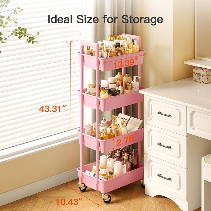Pipishell 4 Tier Rolling Cart Organizer, Plastic Rolling Cart - Image 4