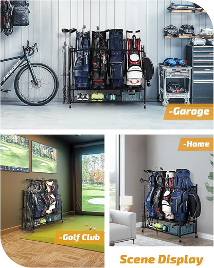 PLKOW 4 Golf Bag Organizer Garage Storage, Extra Large Golf Bag Storage Rack - Image 2