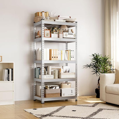 Yaheetech 5-Tier Heavy Duty Storage Shelves 28" W x 12" D x 60" H Silver | - Image 2