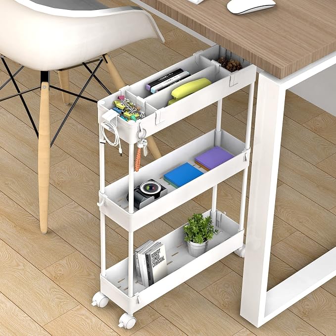 SPACELEAD Slim Storage Cart 3 Tier, Bathroom Organizer Rolling Utility - Image 3