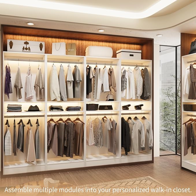 VOWNER 25'' Freestanding Closet System Walk-in Wardrobe Closet Tower | White - Image 4