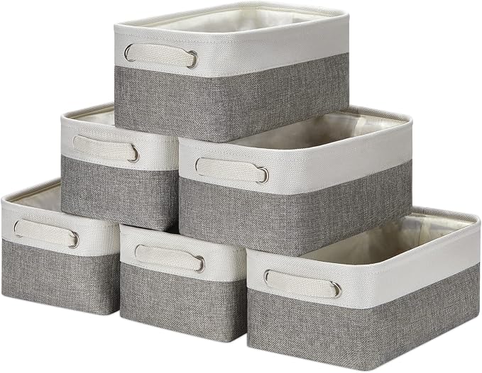 HNZIGE Small Organizer Bins for Shelf, Small Fabric Collapsible Baskets for by HNZIGE