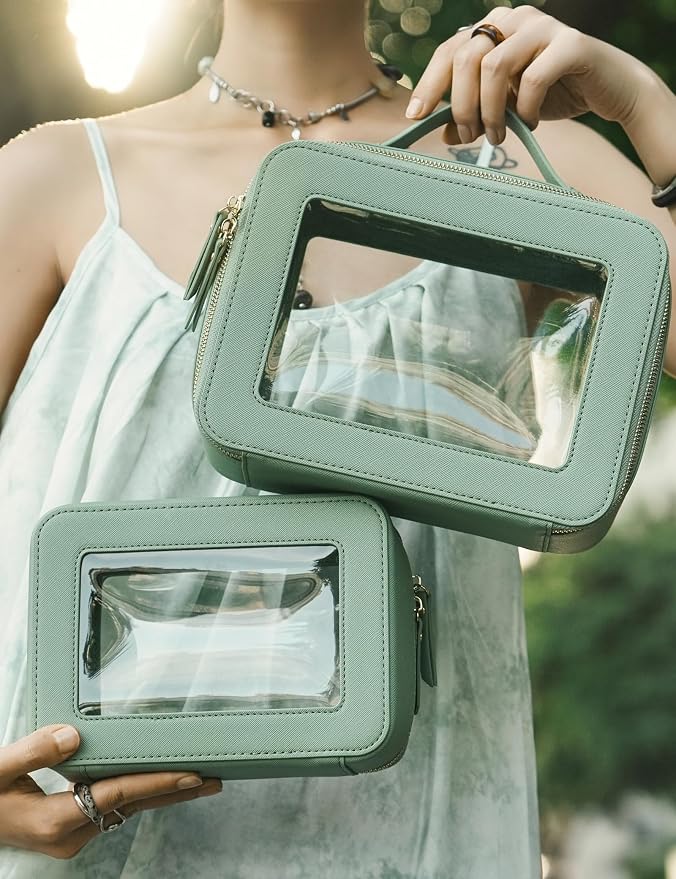 Popvibe Clear Makeup Bag Travel Cosmetic Case Transparent Toiletry Bag - Image 7