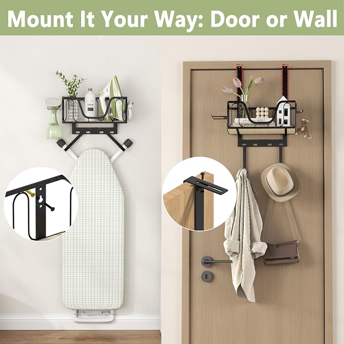 Ironing Board Hanger, CUFURNIX Wall Mount or Over the Door Iron Holder - Image 6