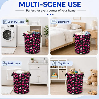 Pink Hearts Laundry Hamper, Collapsible Laundry Baskets, Dirty Clothes Baskets - Image 7