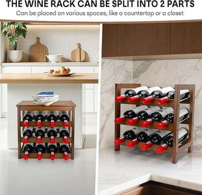 Wine Rack Free Standing Floor, 6-Tier 24 Bottles Display Wine Storage Shelves - Image 3