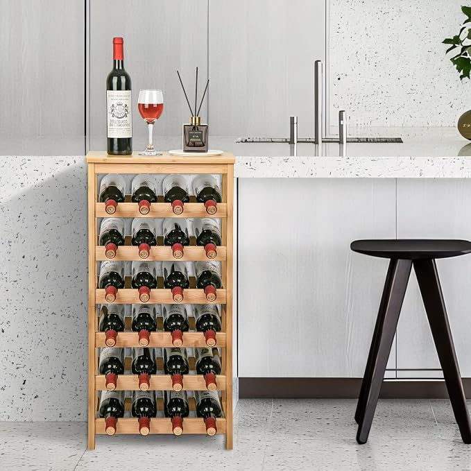 VASMIA Wine Rack Free Standing Floor, 6-Tier Display Wine Storage Shelves - Image 3