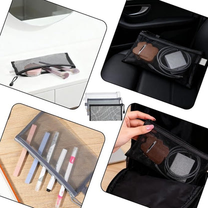 6 PCS Mesh Zipper Makeup Pouch Bags, Nylon Mesh Zipper Cosmetic Bags, Portable - Image 7
