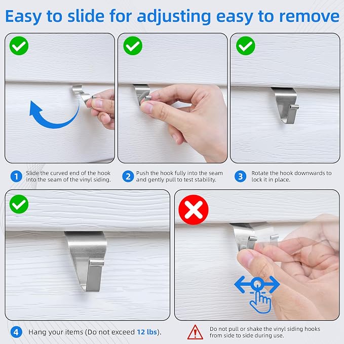Amuille Vinyl Siding Hooks Hanger 10 Pack, Heavy Duty Siding Clips - Image 7