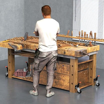 SPACEKEEPER Workbench Casters kit 920 Lbs Retractable Casters Heavy Duty Bench - Image 6