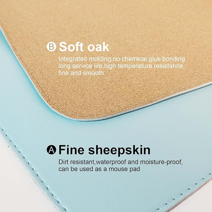 DAWNTREES Dual Sided Desk Mat, Leather Desk Pad, Cork Desk Mat Protector - Image 4