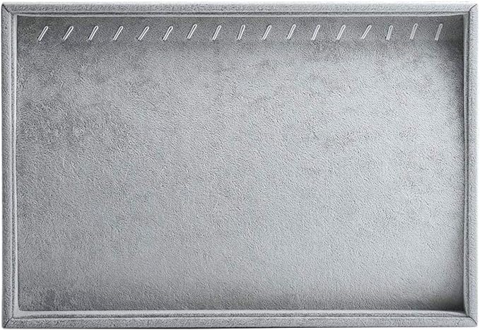 Gray Velvet Stackable 20 Hooks Necklace Jewelry Tray Showcase Display Organizer - Image 2