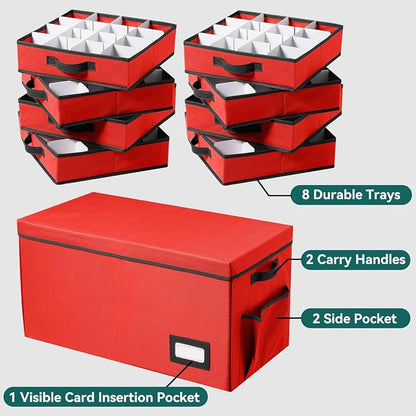 Christmas Ornament Storage Box, Stackable Organizer - Image 5