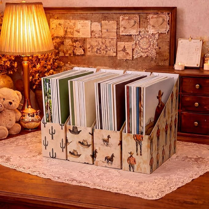 Western Cowboy Magazine File Holder Decorative Set of 4 | Foldable Magazine - Image 6