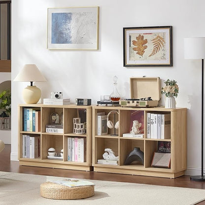 6 Cube Storage Book Shelf, Floor Standing 2-Tier Wooden Bookshelf - Image 6