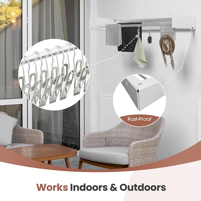 Wall-Mounted Clothes Drying Rack – Foldable Laundry Drying Rack, Space-Saving - Image 9
