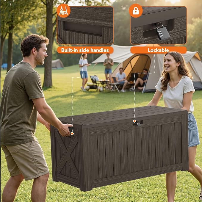 130 Gallon Deck Box Outdoor Indoor Waterproof Storage Box - Image 2