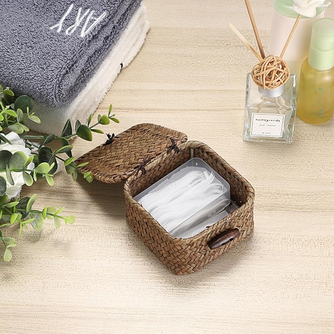 Hipiwe Mini Seagrass Basket Wicker Shelf Baskets - Image 5