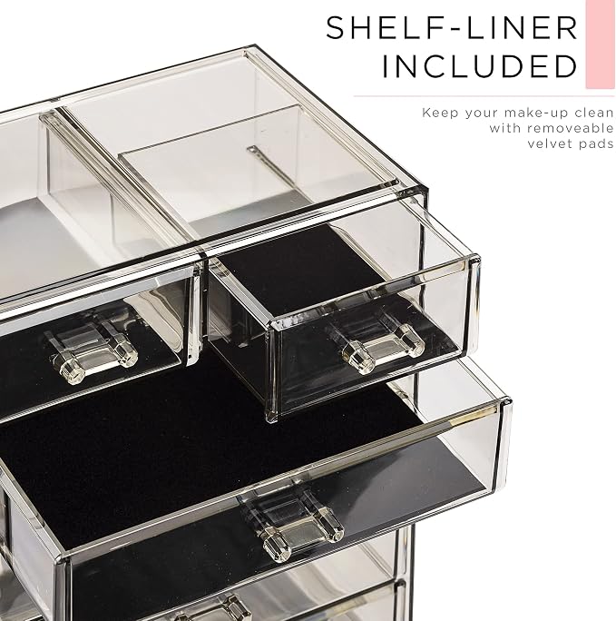 Sorbus Acrylic Makeup Organizer Set, 6-Drawer Vanity & Countertop Cosmetic - Image 6