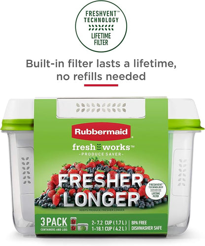 Rubbermaid 2114738 FreshWorks Saver, Medium Short Produce Storage Containers - Image 4